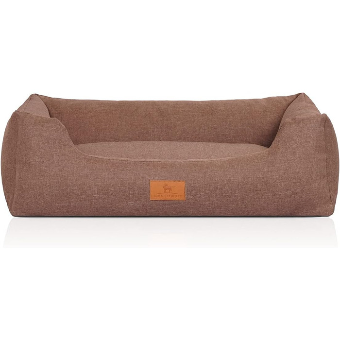 Лягу для собак Knuffelwuff Lotte з велюру, 70 x 50 см - знімний, пральний чохол - для великих, середніх та маленьких собак (світло-коричневий)