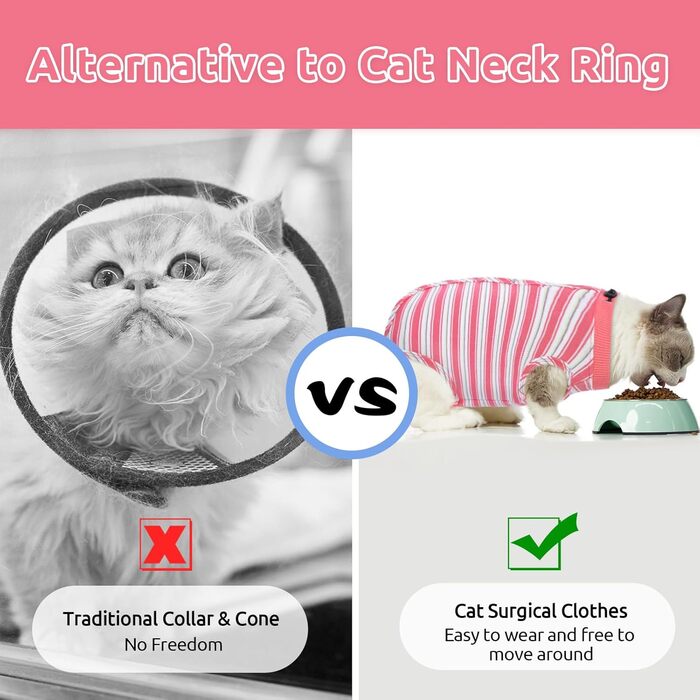 Одяг для котів після операції Citétoile: Комбінезон для захисту рани, альтернатива електронного комірця, рожевий, розмір M