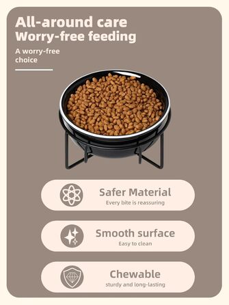 Керамічна миска для корму для маленьких собак GDCZ, підставка з металу, 425 мл, чорна