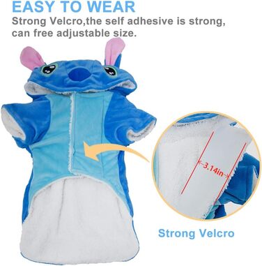 Костюм для домашніх тварин Gimilife: теплий халат-піжама для собак та котів, S (вага 3-7 кг, обхват грудей 44 см)