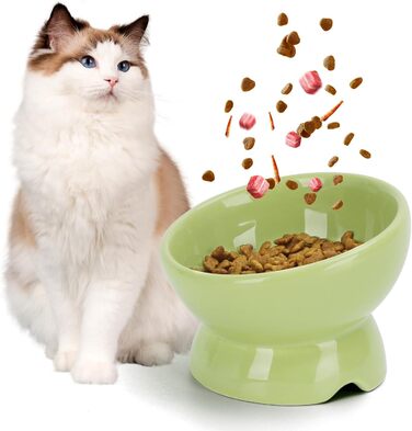 Керамічні миски для котів Nobleza (2 шт.) з нахилом 15° - антиблювотні миски для корму та води, підходять для котів та маленьких собак, білий колір