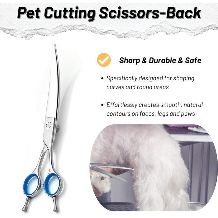 Професійна вигнута ножиця для собак, JP440C з нержавіючої сталі, для грумінгу, стрижки собак, кроликів, котів, обличчя, вух, лап. Ергономічна ручка.