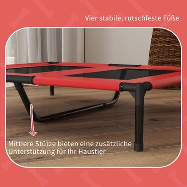 Крісло-ліжко для собак PawHut, вуличне, чорно-червоне, 92 x 76 x 18 см