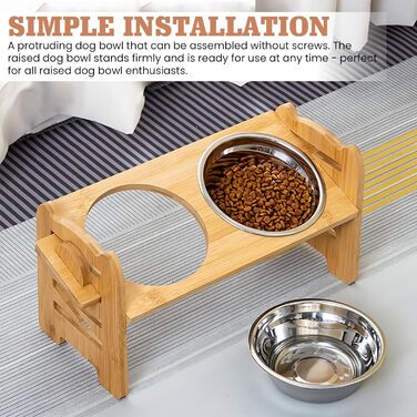 Підвищена годівниця для собак з підставкою, регульована висота, 2 миски з нержавіючої сталі, протиковзна, для маленьких собак та котів