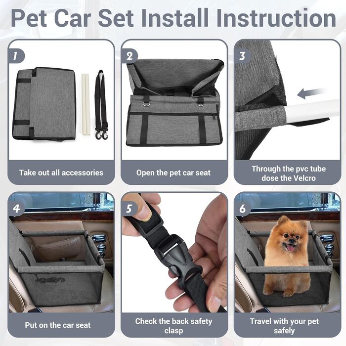 Автомобільний лежак для собак - стійкий, дихаючий, знімний, для маленьких та середніх собак, темно-сірий