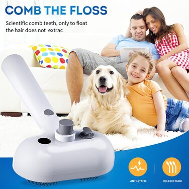 Щітка для котів Sylswx з парою, 3 в 1, для довгої та короткої шерсті, також для собак, проти статичної електрики та ковтунів, біла