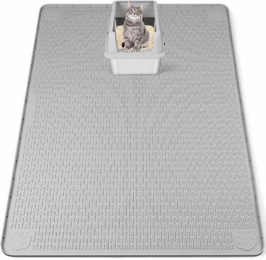 Килимок для котячого туалету Bartuke Katzenklo Matte, великий розмір 101 x 71 см, силіконовий, контролює розсипання, м'який для лап котів, легко миється (Зелений)