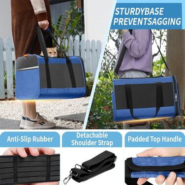 Транспортна сумка GAPZER для собак та котів, м'яка, для чихуахуа, мейн-кун, переноска для тварин, до 11,3 кг, верхня завантаження, коричнева (блакитна)