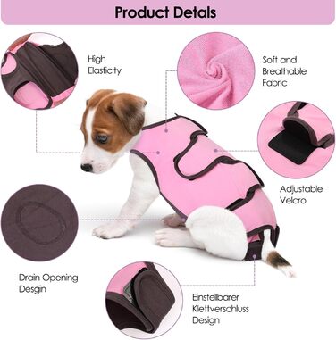 Піжама для собак після операції ASENKU: захист від лизання, альтернатива конусу, рожева, M