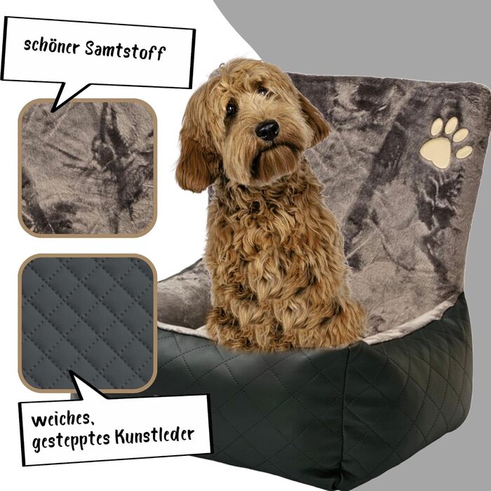 Автомобільний лежак для собак Golden Dog з кріпленням на ремінь безпеки, 73 x 56 см, колір графіт