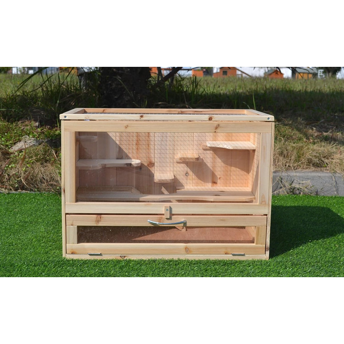 Клітка для дрібних тварин Mucola 60x35x42 см, 5-ярусна, дерев'яна, з відкидним верхом, для хом'яків, мишей