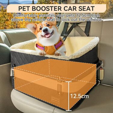 PETSFIT Автокрісло для собак, підняте на 12.5 см, чорний, для собак до 12 кг