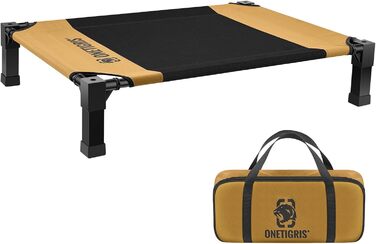 OneTigris лежанка для собак, піднята лежанка 130x91 см, висота 23 см, проста збірка, дихаюча, довговічна, легко миється, підходить для дому, двору, вулиці - коричнева L