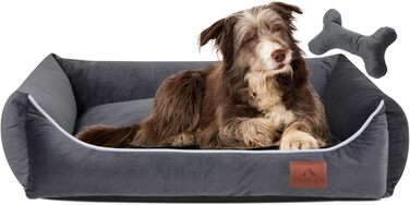 Собаче ліжко M | Софа для середніх собак 70 x 50 см | Практичне собаче ліжко знімним покриттям на блискавці | Графіт M (70 x 50 см) Сірий