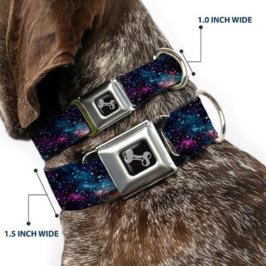 Нашийник для собак Buckle-Down Galaxy Collage з кісткою, середній, 27,9–43,2 см