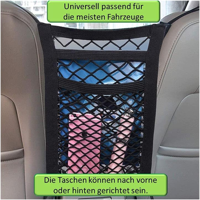 Сітчаста перегородка для собак у машину, універсальна для передніх сидінь, з 2 кишенями для зберігання