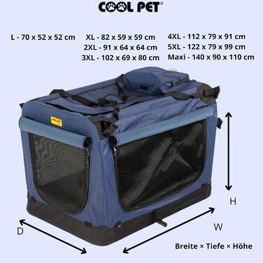 Переносна складана переноска для собак 91x64x64 см, блакитна
