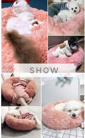 М'яке кругле ліжко для собак та котів Segle з антиковзною основою, рожеве, 80*80*20 см