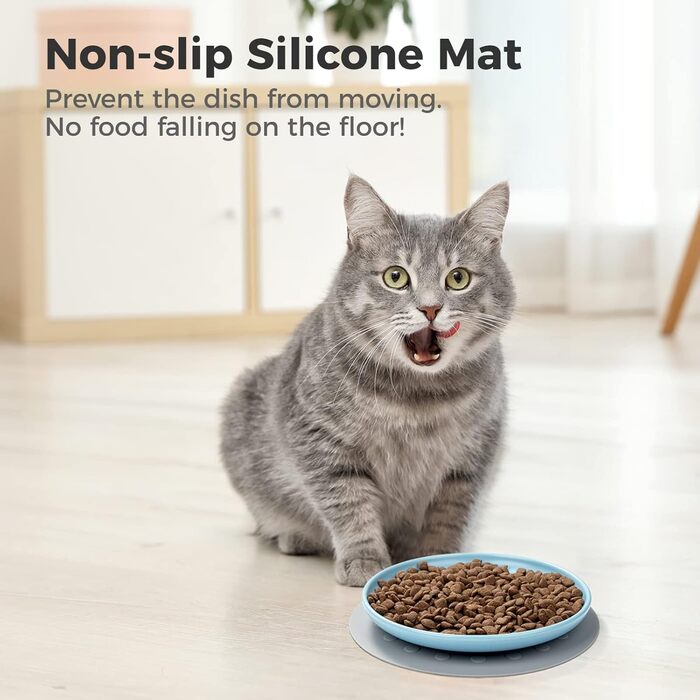 Керамічні миски для котів, 3 шт. з антиковзними килимками, широкі та плоскі миски для котів та кошенят, білі (триколірні)
