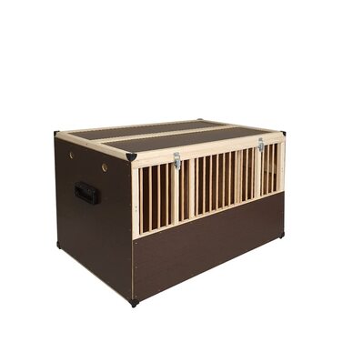 Дерев'яна переносна клітка для дрібних тварин з 3 відділеннями - велика, з закривними кришками