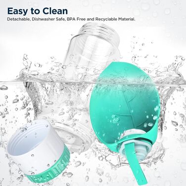 Водяна пляшка для собак Uppetly з мискою, 590 мл, блакитна, BPA-free