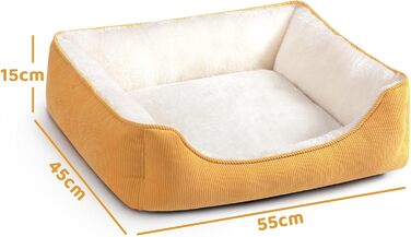 Ліжко для котів та собак Hollypet, м'яке, дихаюче, 55x45x15 см, жовте