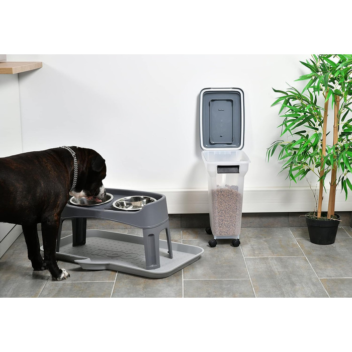 Контейнер для корму Iris Ohyama для собак та котів, 20л, сірий, герметичний, з міркою, BPA-free