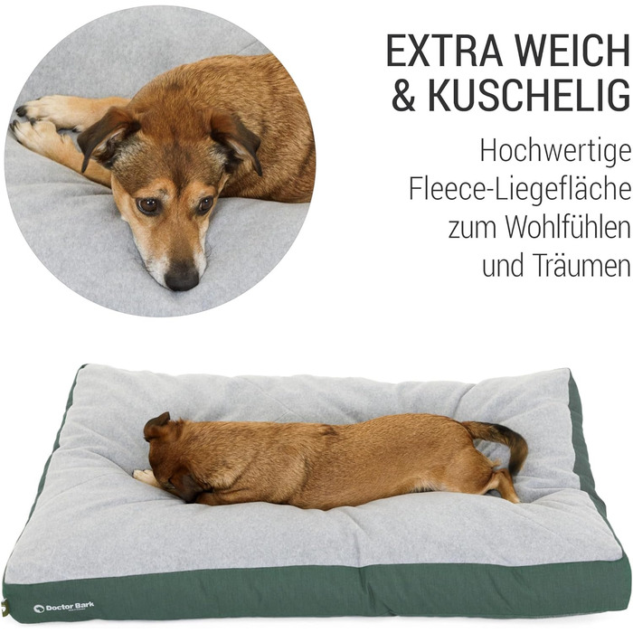 М'яке ліжко для собак середніх порід GreenLabel (88x60 см, зелене) - зручне, миється, з м'якого флусу