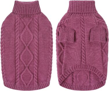 Світер для собак Queenore: теплий, стильний, з в'язаним візерунком для дрібних порід (такса, французький бульдог, чихуахуа, коргі, коти). Розмір S, колір слива.
