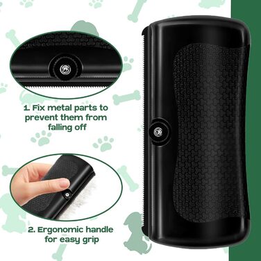 Щітка для собак Fellwunder: видалення шерсті, комфортна ручка, для короткошерстих собак та інших тварин, чорна