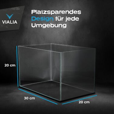 Акваріум прямокутний 40x25x25 см, скляний, 12 л, ударостійкий для риб та водних рослин
