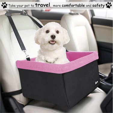 Автокрісло для собак JESPET & GOOPAWS, переносне, з ременем безпеки, до 10,9 кг, рожеве, 40,6×33×22,9 см