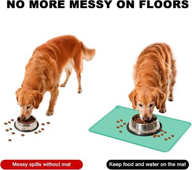 Силіконовий килимок під миску для собак та котів, 54x38 см, зелений. Нековзкий, водонепроникний