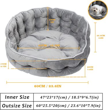 Кругле ліжко для собак та котів, 60 см, сіре. Зручне, м'яке, з антиковзним дном. Ліжко-софа для маленьких та великих тварин. Легко миється.
