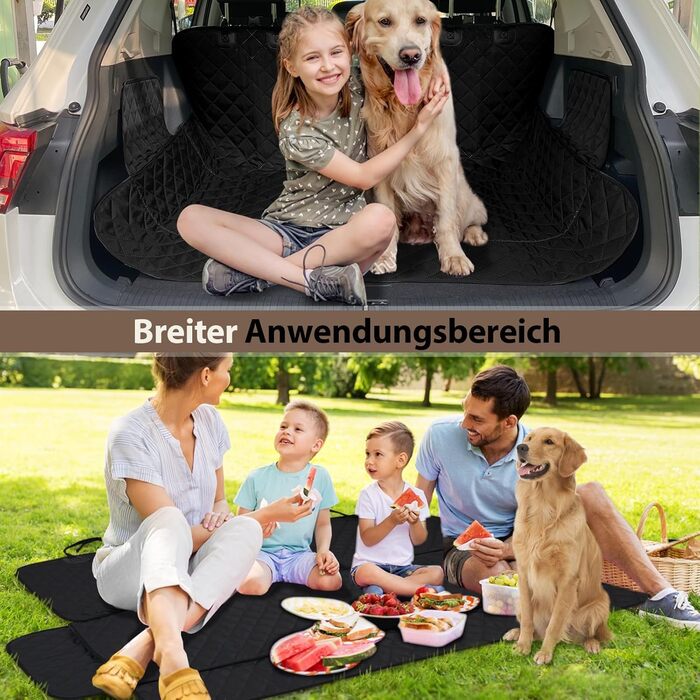 Захист для заднього сидіння автомобіля Angooni для собак - вологостійкий, неслизький, стійкий до подряпин (135×120cm) - універсальний захист для заднього сидіння 135см