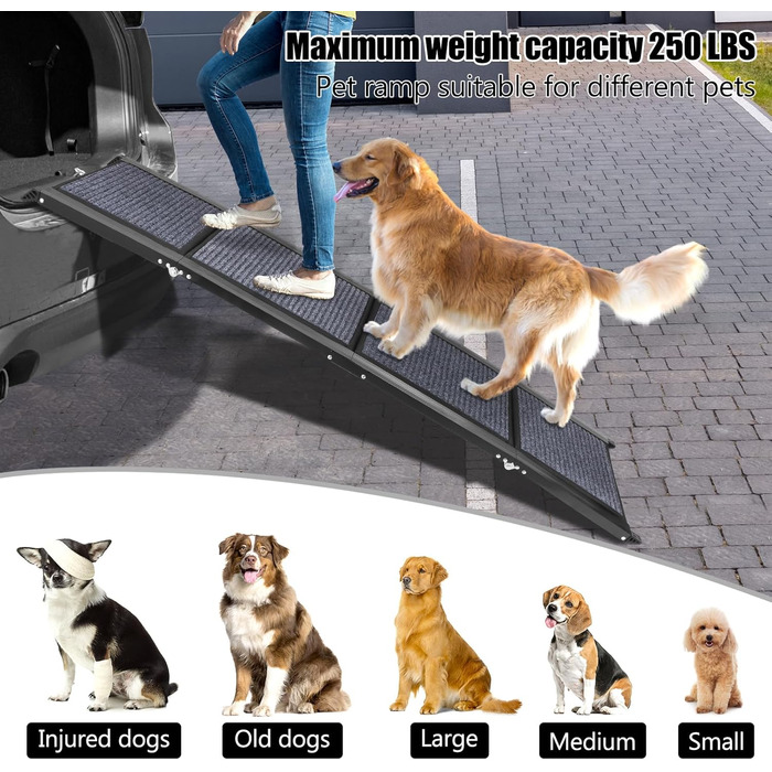 Рампа для собак у машину, 160 см, антиковзка поверхня, для SUV, середніх та великих собак