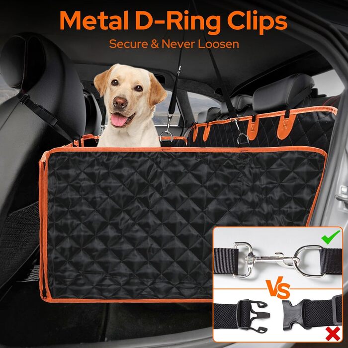 Захист для заднього сидіння автомобіля для собак: водовідштовхуючий килимок, універсальний для всіх авто, SUV та багажника, з металевим кліпом