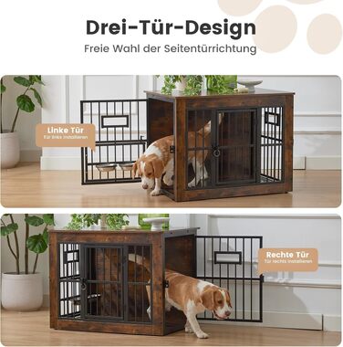 Меблі-клітка для собак Gardner Pet: вольєр-будинок для дому, вінтажний коричневий, L 83 x B 58 x H 65 см