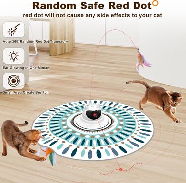 Інтерактивна іграшка для котів 3-в-1 Spessn: хованки, пір'я, лазерний вказівник. Електрична іграшка-головоломка для котів будь-якого віку. Біло-червоний колір, Ximi