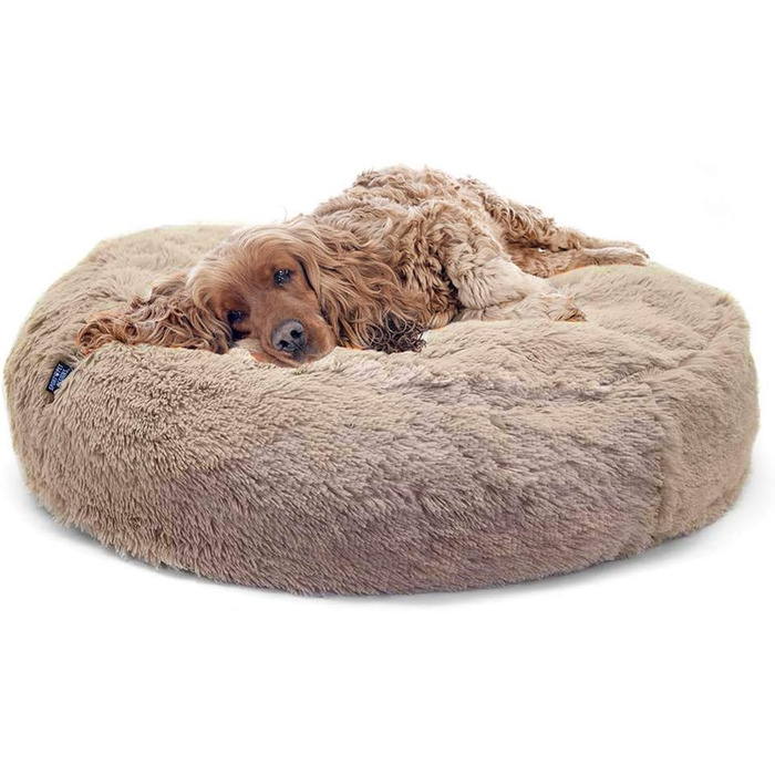 Ортопедичне собаче ліжко з м'якої тканини, велике, 100 см - для собак середніх та великих порід, тепле, глибоке місце для сну, миється