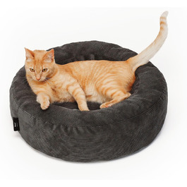 LucyBalu® Квіткове ліжко для котів - м'яке, зручне, для маленьких та великих котів | Ліжко-гніздечко для котів | Зручне ліжко для котів | (Антрацит)