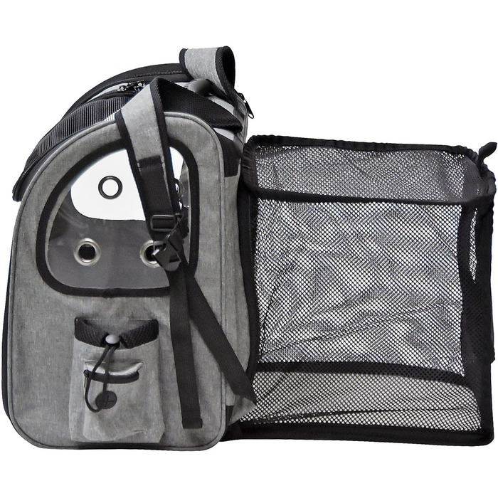 Рюкзак для собак та котів Fudajo, 32x27x40 см, до 6 кг, чорно-сірий, розкладний, для подорожей