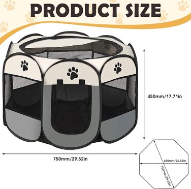 Складана переносна клітка-вольєр для собак та котів 74x74x43 см. Ідеально для цуценят, кроликів та інших дрібних тварин. Для дому та вулиці.