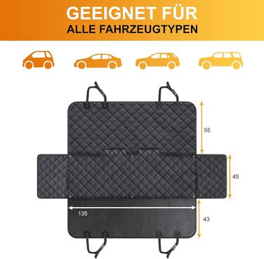 Водонепроникний килимок для собак у машину WhizProducts® для заднього сидіння з боковим захистом та кріпленнями – для подорожей та транспортування – міцний килимок для заднього сидіння автомобіля
