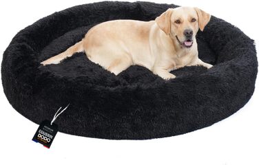 Кругле ліжко для собак Donut, чорне, 95 см, знімний чохол, 130x130x21 см