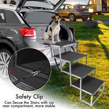Рампа для собак великих порід, легка сходи для собак до 68 кг, складана алюмінієва рампа з неслизькою поверхнею для ліжок, вантажівок, авто та SUV, 4 сходинки