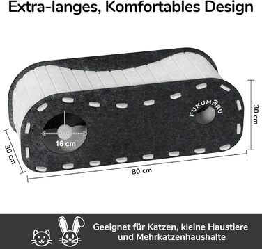 Кігтеточка-будиночок для котів FUKUMARU, чорна філцова кімната-лежанка для сну та ігор, 2-ярусна