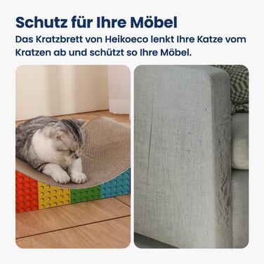 Heikoeco Когтеточка для котів XXL, картон, 60x42x14 см – велика стійка до зносу картонна когтеточка для котів, аксесуар для котів