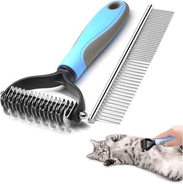 Щітка для собак та котів з довгим хутром, 17+9 двосторонні щітки для підшерстя, гребінець для собак з нержавіючої сталі