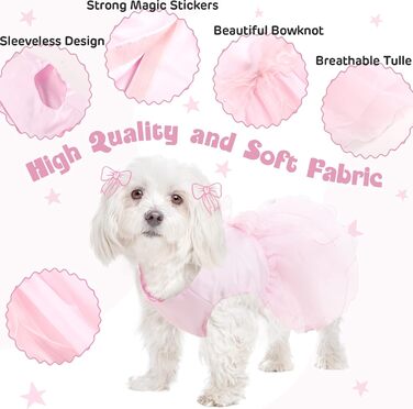 Сукня для собак на весілля: розкішний собачий балетний костюм принцеси, літня сукня для цуценят, сукня для собак на весілля з бантиком, для маленьких дівчаток (XS, Рожевий)